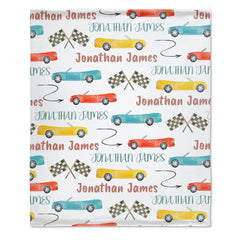 Free Shipping✈️Personalized Name Race Car Baby Blanket