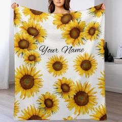 Free Shipping✈️Personalized Custom Sunflower Blanket with Name for Adults Kids Baby