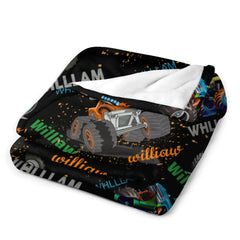 Free Shipping✈️Monster Truck Custom Blanket Gift for Kids, Personalized Gift for Toddler Boy