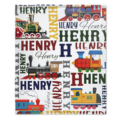 Free Shipping✈️Personalized Train Themed Name Baby blanket