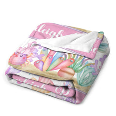 Free Shipping✈️Personalized Sea Creatures Baby Blanket for Girls