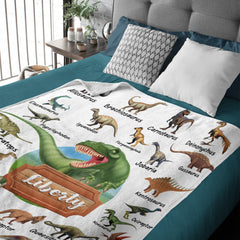 Free Shipping✈️Personalized Custom Name Blankets -  Dinosaur World