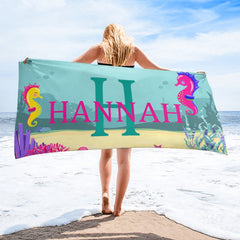 Ocean Themed Name Customized Beach Towels - Gifts for Girls