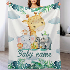 Free Shipping✈️Personalized Custom Baby Name Blanket - Farm Animals Theme