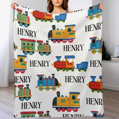 Free Shipping✈️Personalized Line Train Baby Toddler Blanket