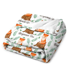 Free Shipping✈️Personalized Name Fox Baby Blanket