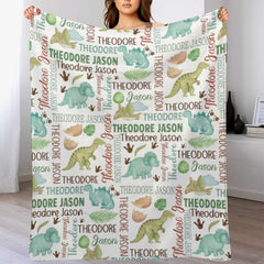 Free Shipping✈️Baby Boy Personalized Dinosaur Baby Name Blanket