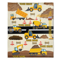 Free Shipping✈️Personalized Name Construction Site Kids Blanket