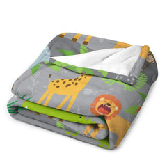 Livraison gratuite✈️Nom personnalisé Couverture pour bébé personnalisée-Thème Jungle