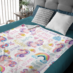 Free Shipping✈️Rainbow Unicorn Baby Name Blanket