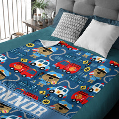 Free Shipping✈️Transportation Ambulance Fire Fighter Personalized Name Baby Blanket