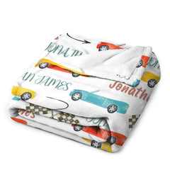 Free Shipping✈️Personalized Name Race Car Baby Blanket