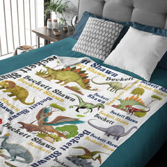 Free Shipping✈️Personalized Dinosaur Name Custom Blanket-Gift for Kids