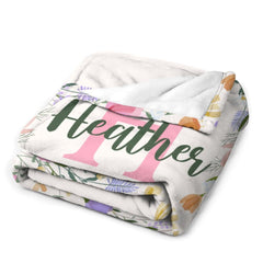 Free shipping✈️Personalized Baby Blanket for Girls With Name, Pink Floral Blanket