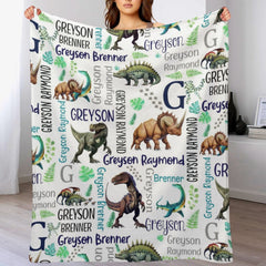 Free Shipping✈️Personalized Dinosaur Blanket - Custom Dinosaur Name Blanket