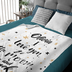 Free Shipping✈️I Love You to the Moon and Back Name Custom Blanket