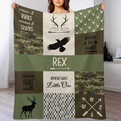 Livraison gratuite✈️Couverture personnalisée sur le thème de la chasse – Couverture pour bébé garçon, cadeau pour nouveau-né.