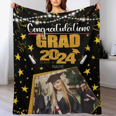 Free shipping✈️Custom Class of 2024 Graduation Star Blanket