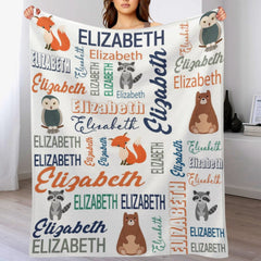 Free Shipping✈️Personalized Cute Animals Name Custom Blanket