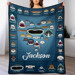 Free Shipping✈️Personalized Shark Blanket Kids Custom Name Blanket