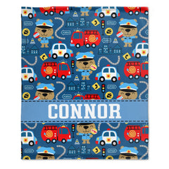 Free Shipping✈️Transportation Ambulance Fire Fighter Personalized Name Baby Blanket