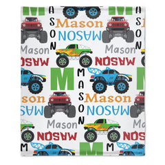 Free Shipping✈️Personalized Monster Trucks Name Blanket