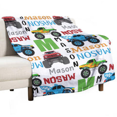 Free Shipping✈️Personalized Monster Trucks Name Blanket