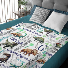 Free Shipping✈️Personalized Dinosaur Blanket - Custom Dinosaur Name Blanket