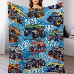 Free Shipping✈️Personalized Truck Car Pattern Name Custom Blanket