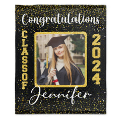 Free shipping✈️Personalized Graduation Blanket 2024 Custom Photo and Name Congratulations Graduation Gift