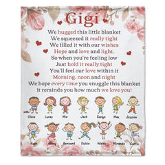 We Hugged This Little Blanket - Up To 14 Kids - Personalized Blanket - Birthday Mother's Day Gift For Grandma, Nana, Mom - Gift From Grandkids