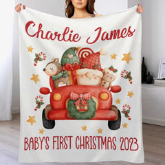 Free Shipping✈️Personalized Baby's First Christmas Trip Blanket