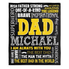 The Best Dad Name Custom Blanket - Gifts for Dad