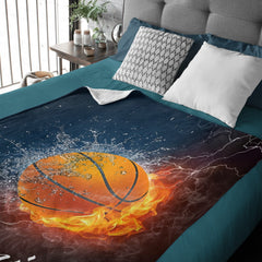 Free Shipping✈️Ball In Fire Custom Name Blanket - Custom Team Gift