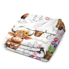 Free Shipping✈️Personalized Name Baby Blanket Girl Animal Cow Blanket