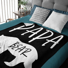 Custom Name Papa Bear Blanket - Gift for Dad