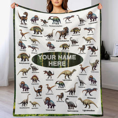 Free Shipping✈️ Personalized Dinosaur Name Custom Blanket