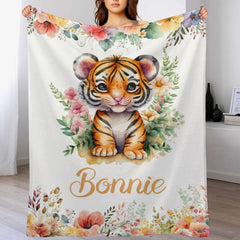 Free Shipping✈️Custom Name Baby Tiger Throw Blanket