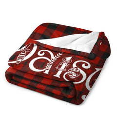 Free Shipping✈️Personalized Buffalo Plaid Christmas Checkered Red Snowflake Name Blanket