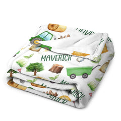 Free Shipping✈️Custom Farm Theme Tractor Baby Name Blanket