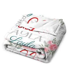 Free Shipping✈️Personalized Floral Name Blanket