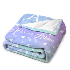 Free shipping✈️Personalized Custom Name Blanket, Personalized Loving Heart Kids Blanket