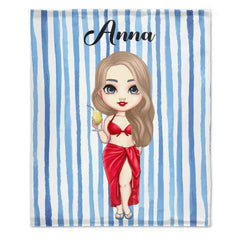 At The Beach Pool Party - Personalized Beach Custom Blanket - Gifts for Friends - joliny