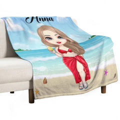 At The Beach Pool Party - Personalized Beach Custom Blanket - Gifts for Friends - joliny