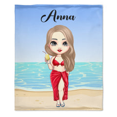 At The Beach Pool Party - Personalized Beach Custom Blanket - Gifts for Friends - joliny