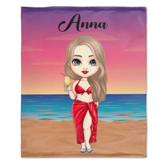 At The Beach Pool Party - Personalized Beach Custom Blanket - Gifts for Friends - joliny