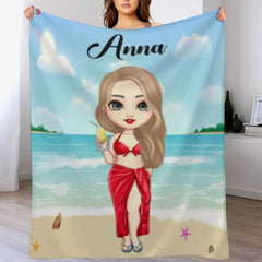 At The Beach Pool Party - Personalized Beach Custom Blanket - Gifts for Friends - joliny