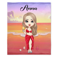 At The Beach Pool Party - Personalized Beach Custom Blanket - Gifts for Friends - joliny