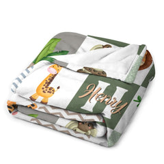 Free Shipping✈️Personalized Custom Baby Blankets With Name For Boys And Girls - Wild Animals