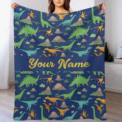 Livraison gratuite✈️Couverture personnalisée de dinosaure bleu foncé pour enfants, garçons et filles, couvertures pour bébés et nourrissons en bas âge, pour le lit